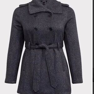 Torrid Herringbone Fleece Trench/Pea Coat